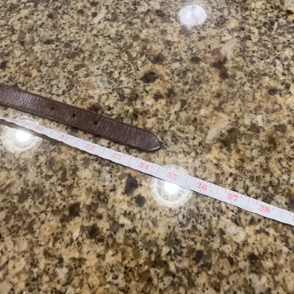 Vintage Royden Narrow Brown Leather Belt Brass Whales Size 30 Women’s Kids